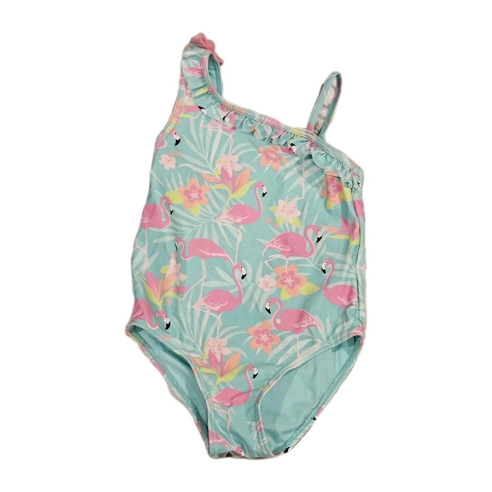 Gymboree Teal And Pink Flamingo One Piece Swimsuit Toddler Girl Size 4t